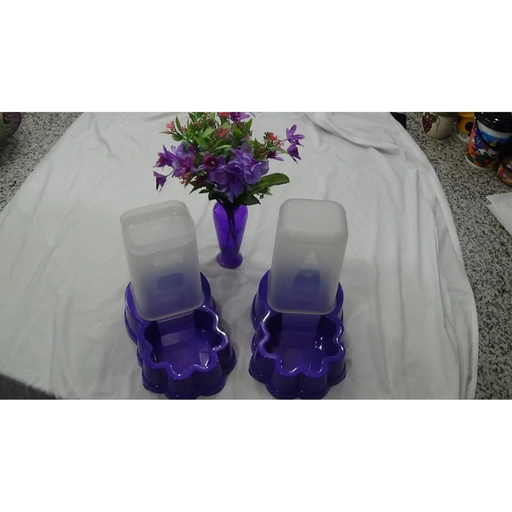 Feeder & Water Dispenser Automatic Dog Cat Gravity Beautiful Purple Set #227